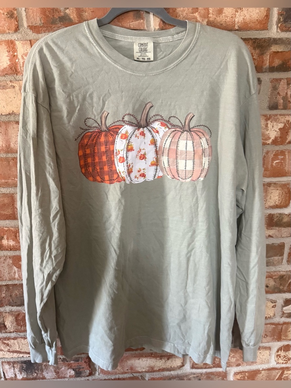 Comfort Colors Bay Long Sleeve Tee with Pumpkin Trio